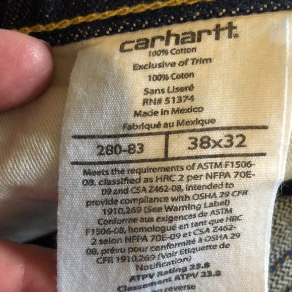 New Mens Jeans Carhartt Denim Straight Leg Blue Jeans Men’s Size 38X32 - Picture 12 of 13